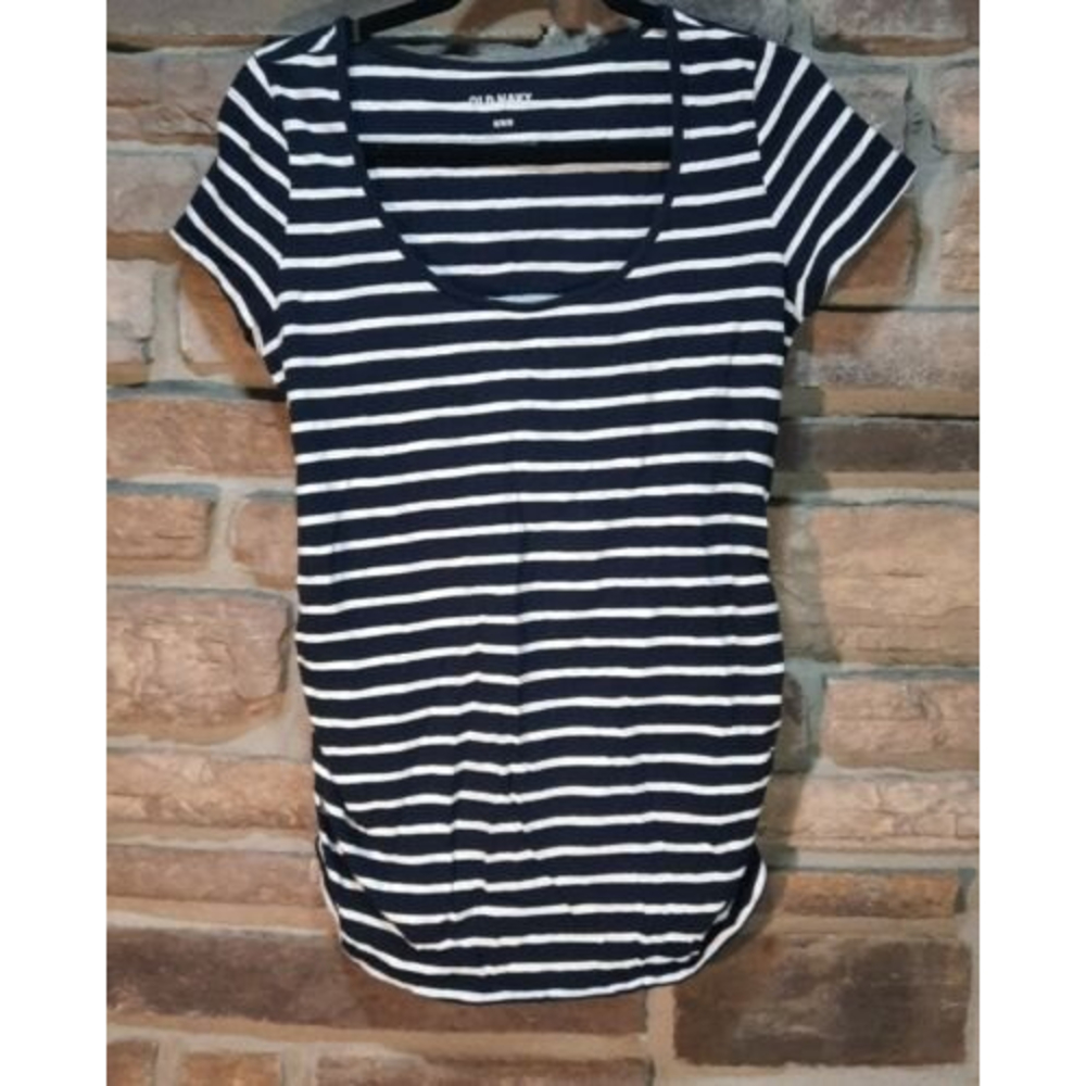 Old Navy Navy Blur White Striped Maternity Short Sleeve Tee Size Medium #287